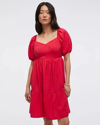 Robe bustier à manches courtes bouffantes encolure en coeur