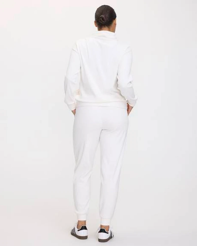 Funnel-Neck Velvet Ottoman-Knit Pullover