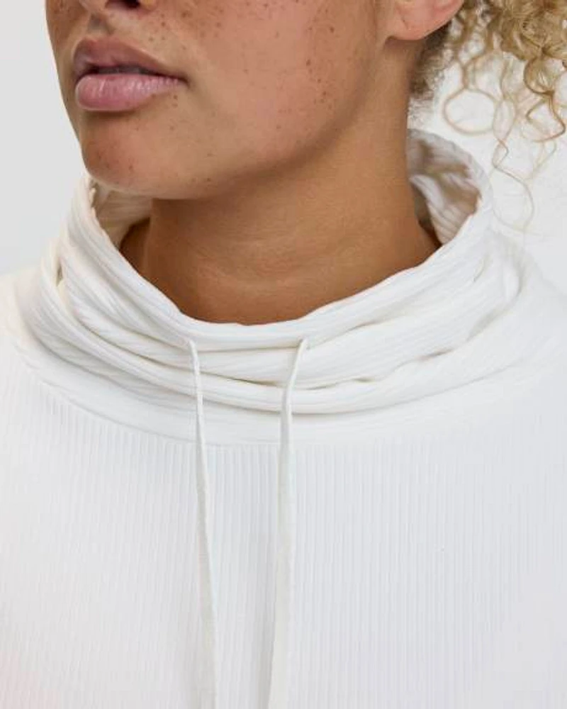 Funnel-Neck Velvet Ottoman-Knit Pullover