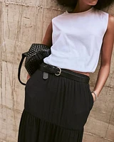 Faux Leather Belt with Round Buckle