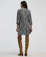 Long-Sleeve Split-Neck Tiered Dress