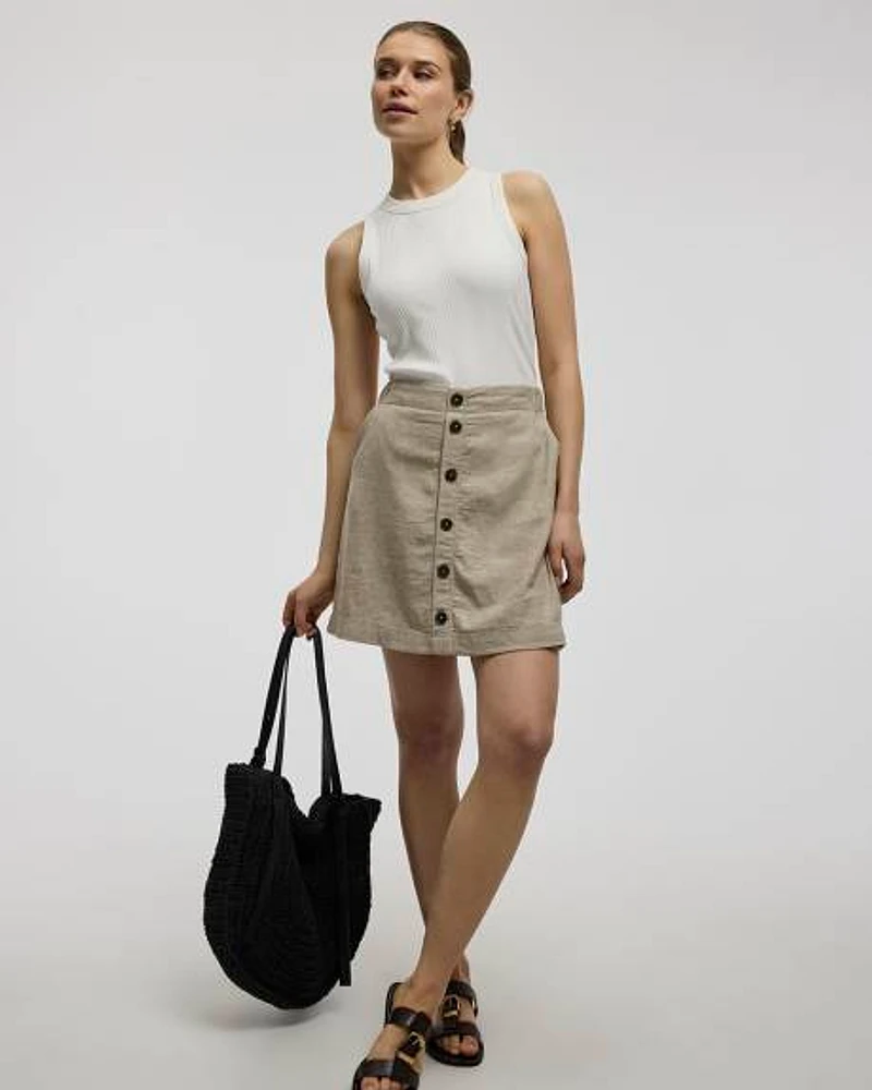 Jupe-short en mélange de lin
