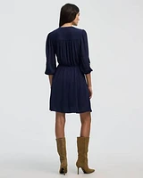 Long-Sleeve Crew-Neck Dress with Embroidered Details