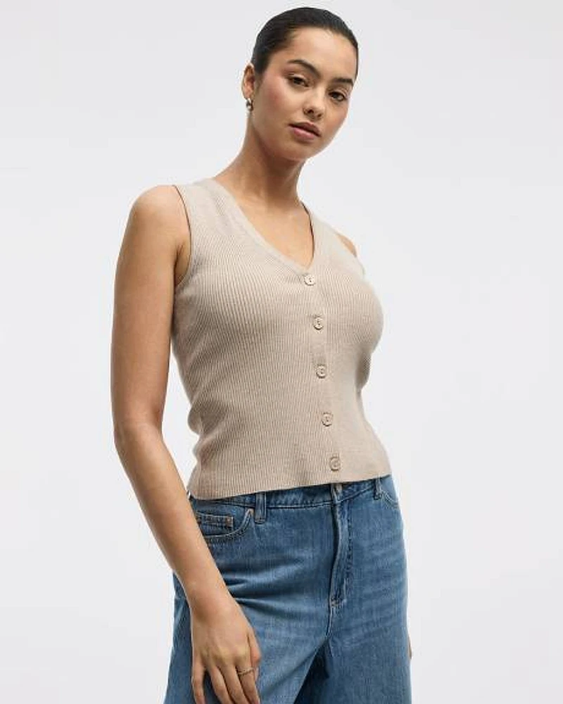 V-Neck Ribbed Vest