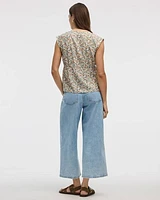 Sleeveless V-Neck Peplum Blouse