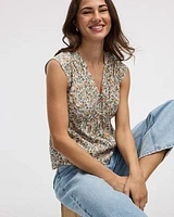 Sleeveless V-Neck Peplum Blouse