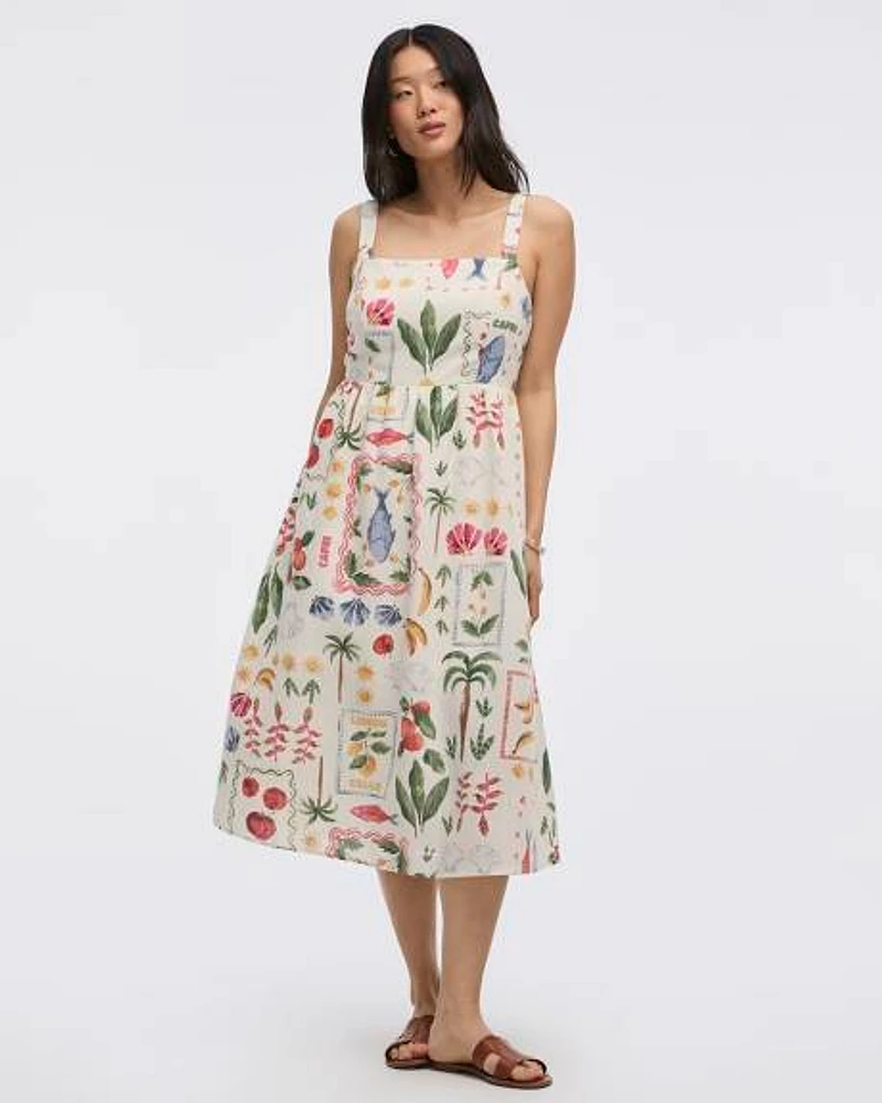 Sleeveless Midi Dress with Square Neckline