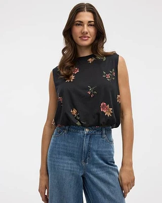 Crew-Neck Tank with Bubble Hem