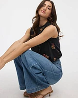 Crew-Neck Tank with Bubble Hem