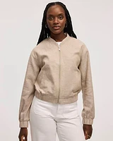 Linen-Blend Bomber Jacket