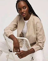 Linen-Blend Bomber Jacket