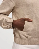 Linen-Blend Bomber Jacket