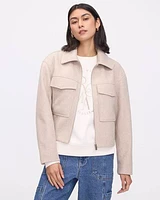 Short Wool Coat with Shirt Collar