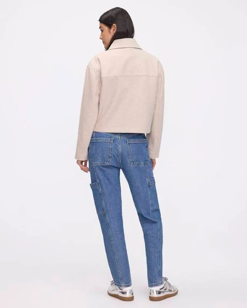 Short Wool Coat with Shirt Collar