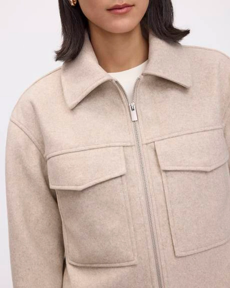 Short Wool Coat with Shirt Collar