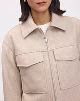 Short Wool Coat with Shirt Collar