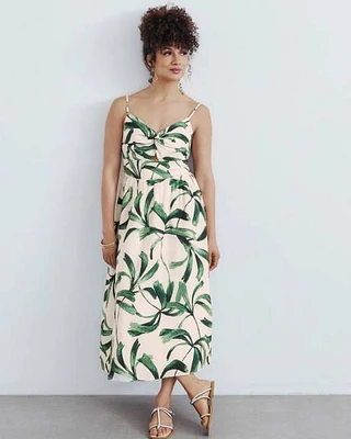 Sleeveless Midi Dress with V Neckline