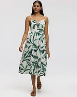 Sleeveless Midi Dress with V Neckline