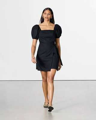 Robe mini à manches courtes bouffantes et col carré