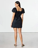 Short-Bubble-Sleeve Mini Dress with Square Neckline
