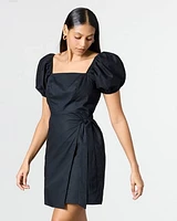 Short-Bubble-Sleeve Mini Dress with Square Neckline