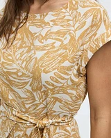 Short-Sleeve Midi Dress with Wrap Detail