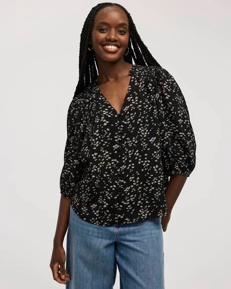 V-Neck Blouse with Pintucks