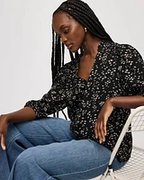 V-Neck Blouse with Pintucks