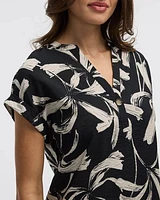 Extended-Sleeve Shift Dress with Split Neckline