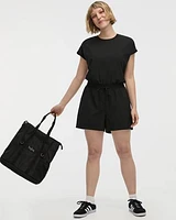 Extended-Sleeve Crew-Neck Romper