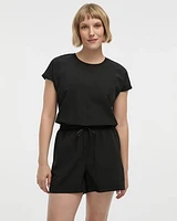 Extended-Sleeve Crew-Neck Romper