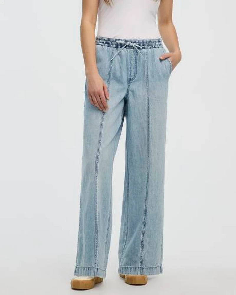 Jean à jambe large et taille haute