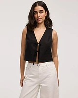Veste sans manches en mélange de lin