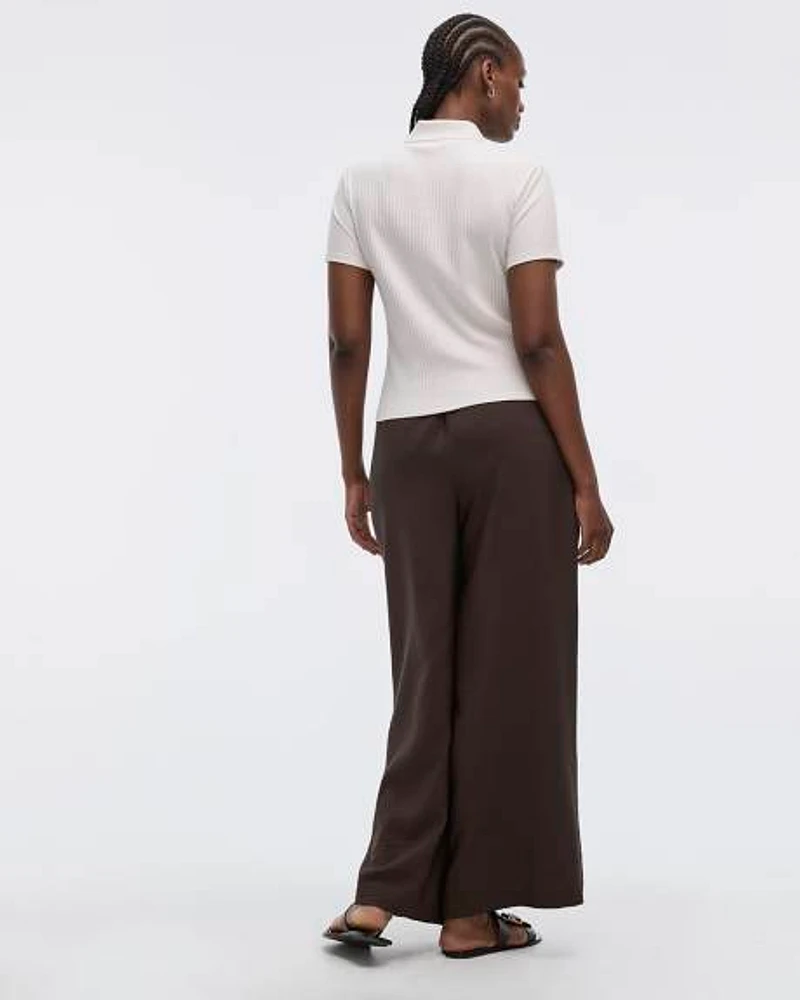 Short-Sleeve Ribbed Polo Top