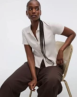 Short-Sleeve Ribbed Polo Top