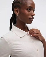 Short-Sleeve Ribbed Polo Top