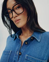 Straight-Leg Long-Sleeve Denim Jumpsuit