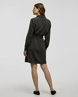 Long-Sleeve Buttoned-Down Dress with Utility Pockets