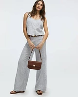 Wide-Leg High-Rise Linen-Blend Pants