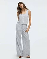 Wide-Leg High-Rise Linen-Blend Pants