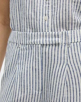 Wide-Leg High-Rise Linen-Blend Pants