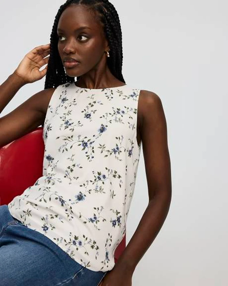 Blouse sans manches à col rond