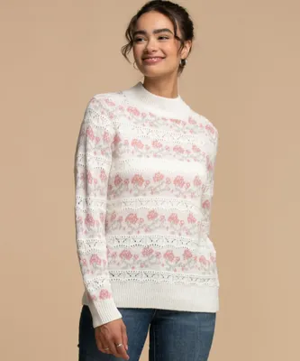 Floral Pointelle Pullover