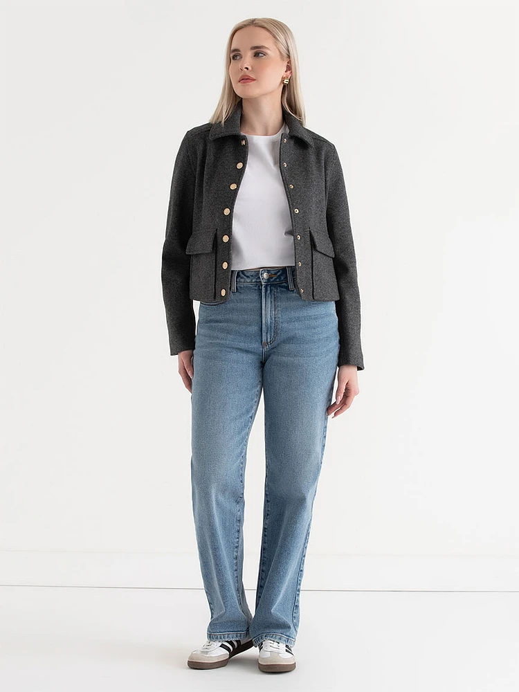 Cropped Felt Jacket