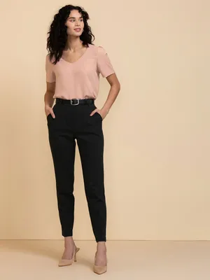 Vera Short Sleeve 2-Layer Essential V-Neck Blouse