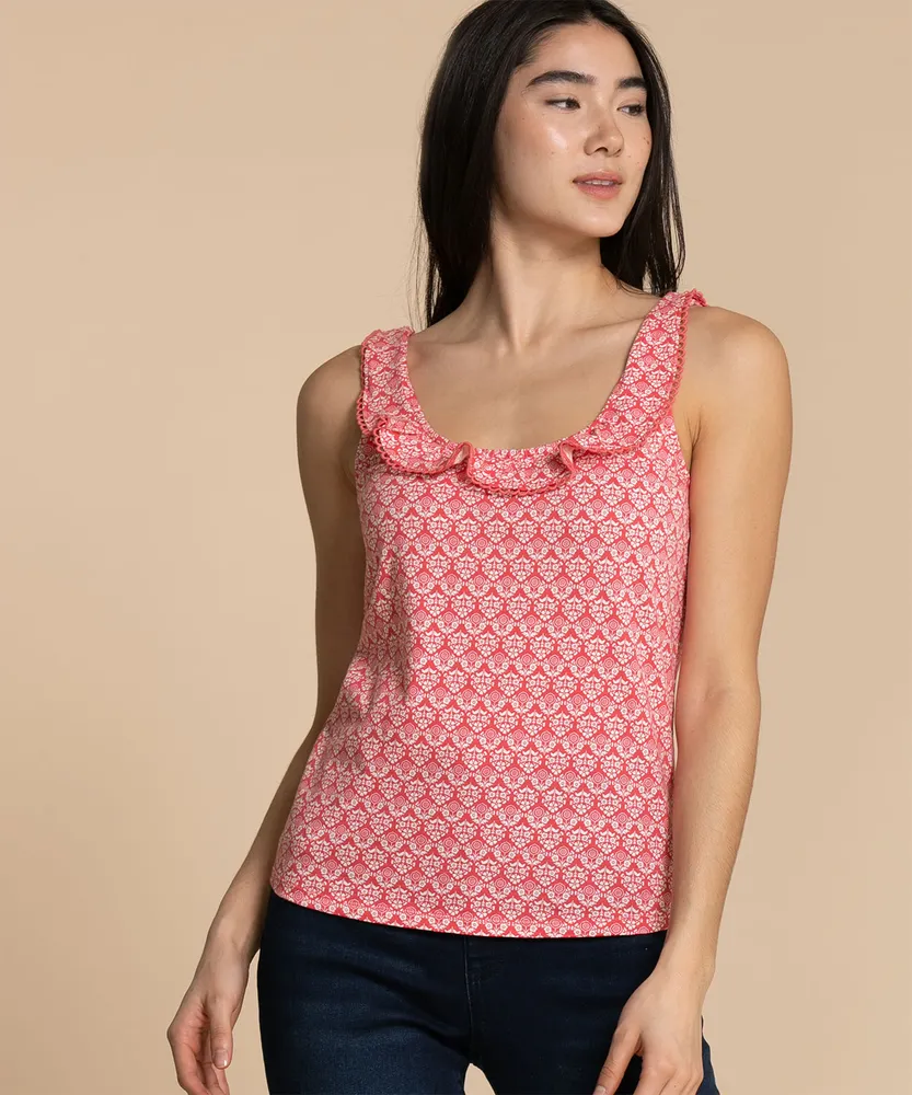 Ruffled Neck Tank Top