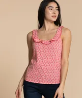 Ruffled Neck Tank Top