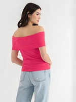 Off Shoulder Ribbed Top