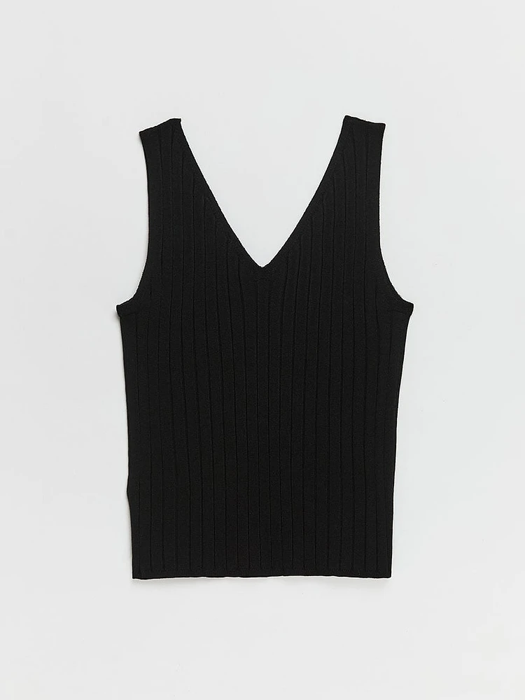 Ribbed V-Neck Tank Top