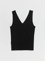 Ribbed V-Neck Tank Top
